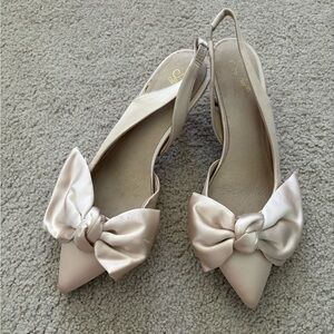 Champagne bow sling backs